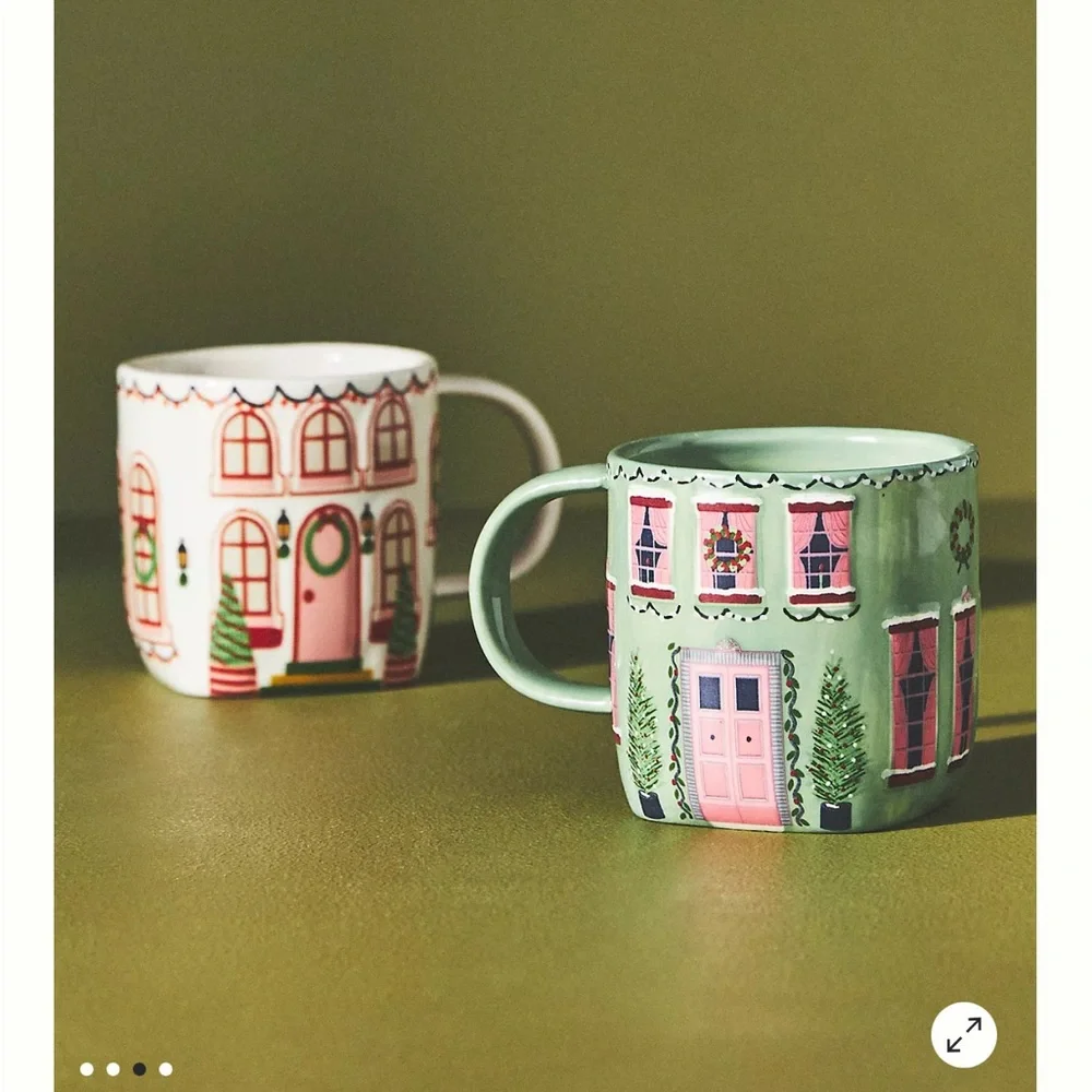 Anthropologie Chalet Village Holiday Christmas House Teapot & Two Mugs Set - Picture 6 of 10